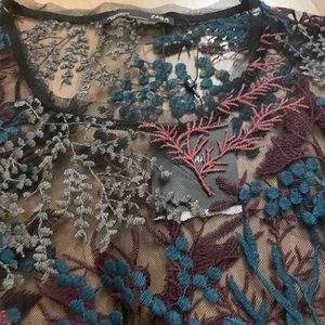 Zara embossed print sheer top